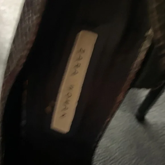 Zara Metallic Black Textured Heels - Picture 2 of 4